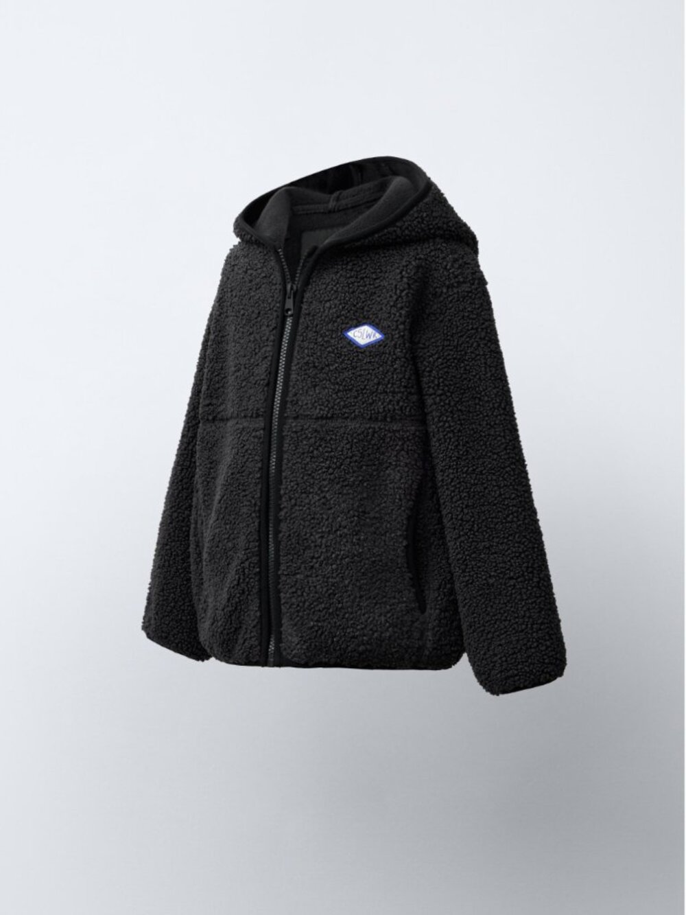 Zara Kids Faux Shearling Hooded Jacket NWT — Black, Size 2 (92cm)